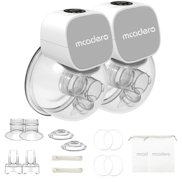 Mcadero M5 Electric Breast Pump,4 Mode & 12 Levels,LED Display, Wearable Hands-Free Breast Pump,Portable Breast Pump (gray2)