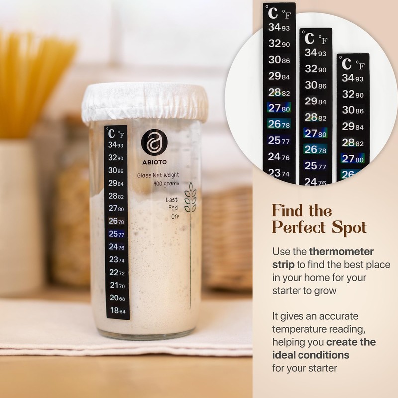 ABIOTO Sourdough Jar Kit, Includes 24 oz Sourdough Starter Jar