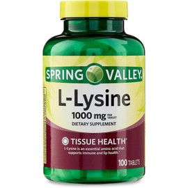 SPEC Lysine Amino Acid Supplements, 1 Tablet Per Serving,Spring Valley L-Lysine Supports a Healthy Immune System* 100 Count