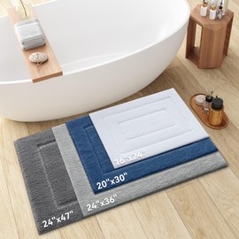 Kitinjoy Bath Mat, Soft and Absorbent Microfiber Bath Rugs, Non-Slip Shaggy Bath Carpet, Machine Wash Dry Bath Mats for Bathroom Floor, Tub and Shoer, 24" x 16", Navy