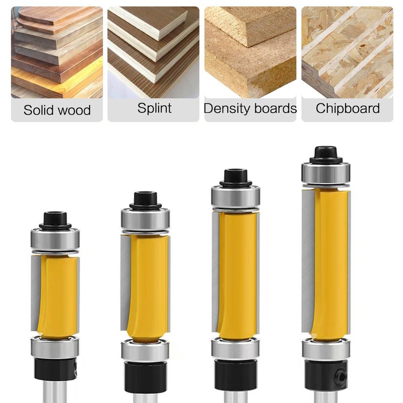 4Pcs Top and Bottom Bearing Flush Trim Router Bits Set