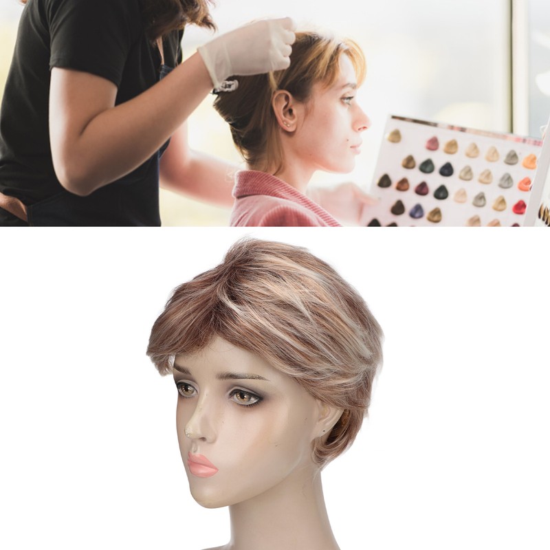 Woman Short Wig Synthetic Layered Straight Fluffy Heat Resistant Soft