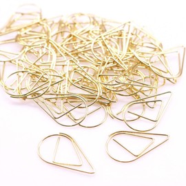 HENGBIRD Paper Clips, 100 Pieces Paper Clips, Water Drop-Shaped Bookmark, Metal for Book, Memo, Paper, Poster, Photo