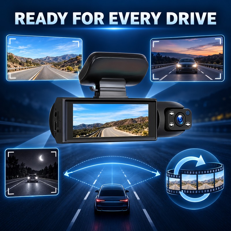 1080P Dual Camera Car Dash Cam with 64GB SD Card