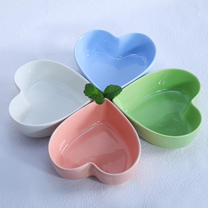 (Blue) - WAIT FLY Heart-Shaped Bowls for Salad Soup Snack