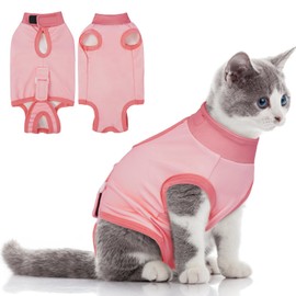 Hjumarayan Cat Recovery Suit, Bright Surgical Recovery Suit Adjustable Back Length, Sturdy and Durable Cat Onesie Post Surgery to Stop Licking, Medical Bodysuit after Surgery Female, Pink XL