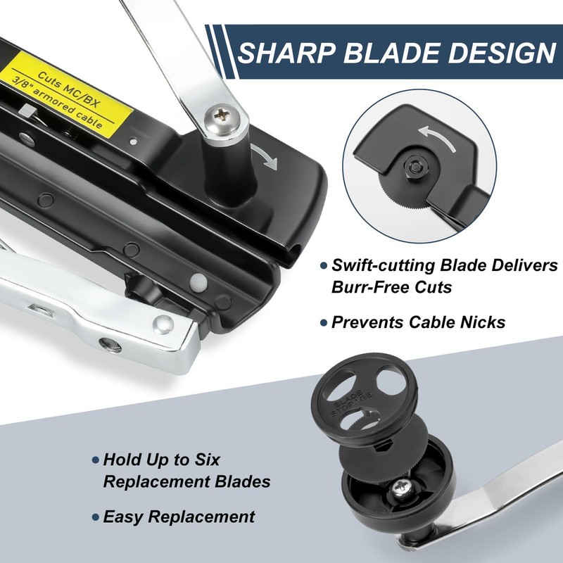 MC Cable Cutter, Cuts 3/16" to 7/10" BX/MC Cable, 53725