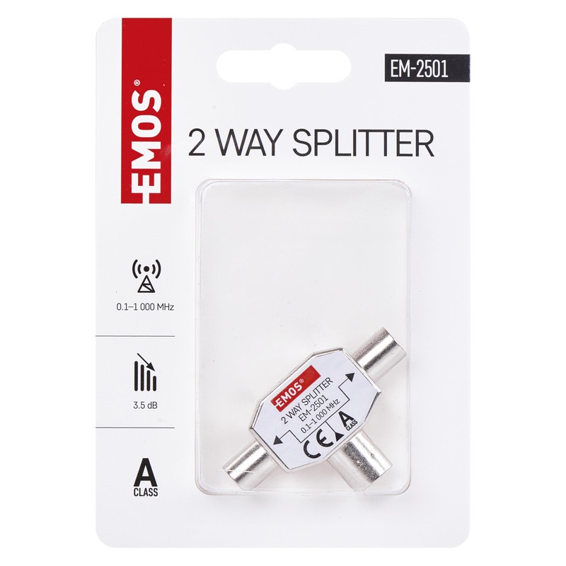 EMOS 2-way antenna distributor A-Class - 2-way splitter with coaxial