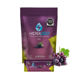 Electrolitos Sin Azucar | Bolsa 20 Sobres Uva en Polvo Sin Calorías Vegano y Ecológico Soluble en Agua 600 ml | Hidratación Rápida para Deporte y Actividades | HIDRA2GO