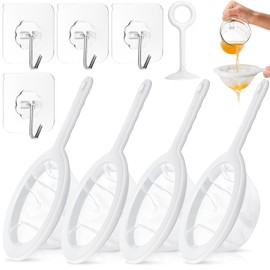 Fine Strainer, Pack of 4 Ultra Fine Nylon Filter with Handle, 100/200/300/400 Mesh, Nylon Sieve Kitchen, Reusable Nylon Strainer Filter with Hole Hanging for Soy Milk, Tea, Juice, Coffee