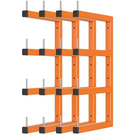 4-Pack Lumber Storage Rack, Wood Storage Racks Wall Mount, Heavy Duty Garage Wood Organizer With 8-Level System, Orange Utility Rack Organization Up 1600 Lbs, Metal Lumber Shelf for Indoor & Outdoor