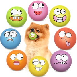 HDSX Squeaky Dog Toys Soft Latex Rubber Squeaky Dog Balls for Puppy Small Pet Dogs (8 Pack) (Round Balls)
