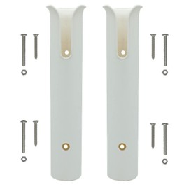Fishing Rod Holder Racks Bracket Wall Mounted Boat Side Mount Tool Holder Tube Links with Screws 2/4/6 Pole Tube (2-TUBE White)