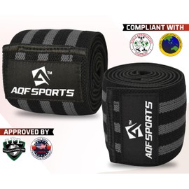 AQF Elbow Wraps for Weightlifting Gym Elbow Support - Heavy Duty 40" Elasticated Elbow Sleeves Straps for Powerlifting, Bodybuilding, Training & Bench Press (Pair) (Blk & Gry)