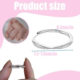 SGERUFZ Women's Adjustable Ring Stacking Thumb Ring Wedding Rings Engagement Ring Promise Ring Engagement Rings Band Ring for Women Jewellery (Silver 925)