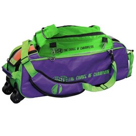 Vise Clear Top 3 Ball Tote Roller Bowling Bag with Shoe Bag- Green/Grape