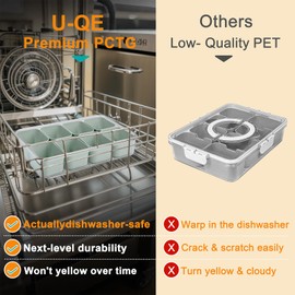 U-QE Dishwasher Safe Snackle Box Container with 8 Small Snacks Box - Premium Sage Green Plastic Divided Serving Tray with Lid and Handle for Snack, Fruits, Perfect for Party, Picnic, Entertaining