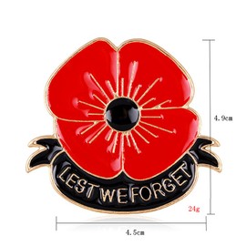 Remembrance Day Memorial Day Gift Poppy Brooch Pins Lest We Forget Flower Badge Broach (Lest We Forget C)