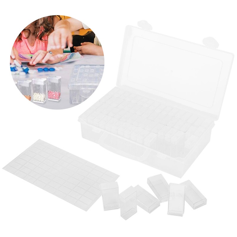 64 Gird Diamond Painting Container Clear Plastic Cross Stitch Hand‑Made