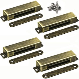 4 Pack Magnetic Cabinet Door Catch- Stainless Steel Closet Catches with Strong Magnetic- Furniture Latch 70 lbs (Bronze)