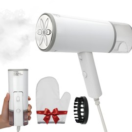 Nexcrate Travel Clothes Steamer, Portable Garment Wrinkle Remover - 800W One-Touch Steam, Stainless Steel Plate & Foldable Handheld Design