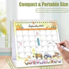 GuassLee Desk Caledar 2025,12 Months Standing Flip Desktop Calendar Covers Jul. 2025 to Jun. 2026 Small 7.5" x 6" Desktop Monthly Planner with To Do List,Notes and Label for Home School Office