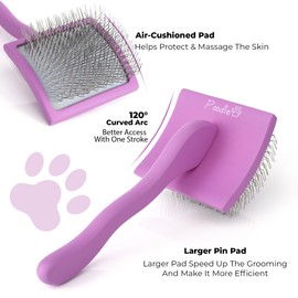 POODLIE Slicker Brush for Dogs - Detangling Dog Brushes for Grooming with Soft Bristles & Long Pins - Professional Cat Deshedding Tool to Removes Tangles & Dirt (Large)