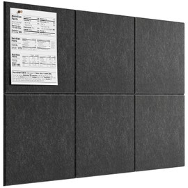 MaxGear - Tablero grande de corcho para pared de 36 x 24 pulgadas, tablero de anuncios gris oscuro, paquete de 6 azulejos de pared de fieltro con pines, tablas de corcho para oficina, tablero de pin