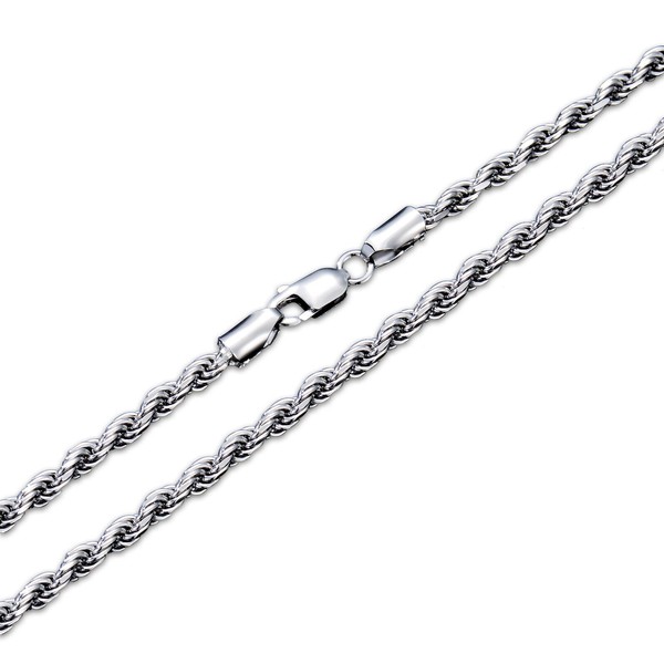 925 Sterling Silver Rope Chain 1.5MM, 2MM, 3MM, 3.5MM Diamond
