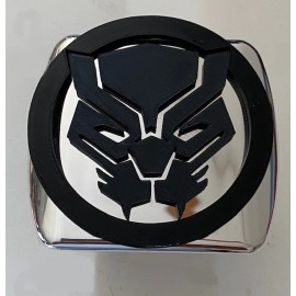 Black Panther Wakanda  in 3d - Chrome with Black - 2 inch Trailer Hitch Cover