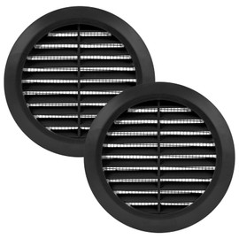 Vent Systems 4'' Inch - Pack of 2 - Black - Soffit Vent Cover - Round Air Vent Louver - Grill Cover - Built-in Insect Screen - HVAC Vents for Bathroom, Home Office, Kitchen