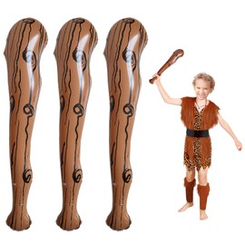 EUPSIIU 3 Pieces Cave Club Inflatable Baseball Bat Inflatable Wooden Stick Wild Caveman Costumes Inflatable Mace Cheering Prop for Stone age Themed Decoration Cosplay Party Accessory (3 pcs)