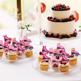 Pink Roller Skating Cupcake Toppers