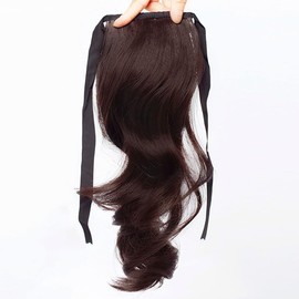 High Ponytail Extension Tie-up Short 30cm Wavy Pony Tail Hairpiece Synthetic Ponytail Buns Wiglet (Dark Brown)