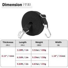 Azarxis Rubber Strap for Cargo Fixing Bicycle Luggage with Hook 3.3 ft (1 m) 2 m 3 m Strong Wide Extendable Belt for Luggage Fastening Loads Prevention for Motorcycles Motorcycles Bicycles Light Tigers Cars Set of 4