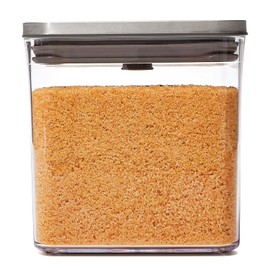 OXO Plastic Storage Container, Sealed, 0.7 gal (2.6 L), Stainless Steel, Pop Container, Kitchen Storage (Ingredients, Seasonings, Dry Goods, Moisture Proof), Big Square, Short