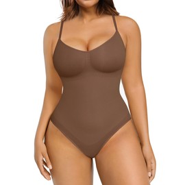 FeelinGirl Bodysuit Shapewear for Women Tummy Control Full Body Shaper Seamless Brown XL-XXL