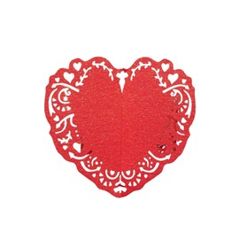 12 Red Shimmery Laser Cut Heart Paper Napkin Rings with Lace Pattern Dinner Party Wedding Decorations Events Catering