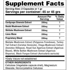 Sublime Mushrooms Cordyceps, Reishi, Shiitake, & Lions Mane, Immune System Su...
