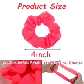 Pack of 2 Neon Pink Hair Bobbles Scrunchies Silk Hot Pink Scrunchie Elastic Hair Bands Satin Hair Bands Ponytail Hair Bobbles for Women and Girls (Pink)