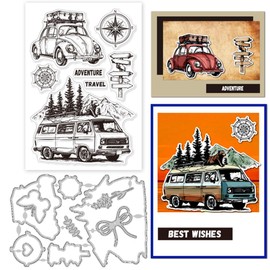 GLOBLELAND Ocean Pirate Animals Clear Stamps Treasure Map Cutting Dies Set for DIY Scrapbooking and Cards Making Decorative Photo Album Notebook Decoration