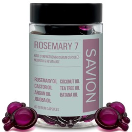 SAVION Rosemary Oil Hair Treatment Capsules - No Rinse Styling Hair Serum with Castor, Argan, Jojoba, Coconut, Tea Tree, Batana Oil - Hair Strengthening Oil for All Hair Types - 40 Capsules