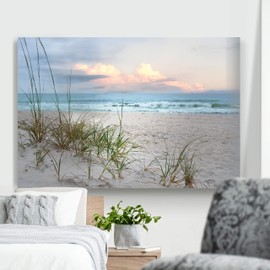 Renditions Gallery Home Wall Art Pictures Sunset View at Calm White Sandy Beach Canvas Hanging Prints for Living Room Office Walls - 24"X36" LT08