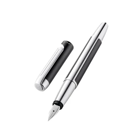 Pelikan Füllhalter Pura P40, Anthrazit, Feder F (fein), hochwertiger Patronenfüller im Geschenk-Etui, 822602