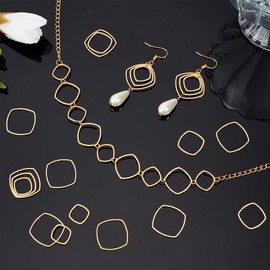 UNICRAFTALE 30 Pieces 3 Sizes Rhombus Connecting Rings Stainless Steel Connecting Rings Gold Jewellery Connectors Bezel Charms Connecting Links Frame Connecting Pendants for Bracelets Jewellery Making