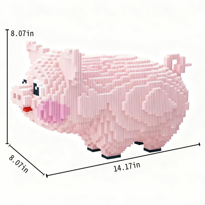 FUYOUSHUN Animal Pig Micro Building Blocks Set（2774PCS），Teddy Building Blocks Pink
