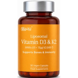 Mei.vita Liposomal Vitamin D3 1000IU & K2 75μg MK-7,High Absorption Formula for Bone, Muscle & Immune Support, 90 Vegan D3 and K2 Vitamin Capsules per Serving (3 Months Supply)