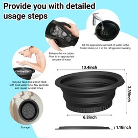 Face Bowl for Ice with Built-in Icetray,Portable Foldable Silicone Face Ice Bath Bowl,Ice Bath Facial Plunge Bowl for Skin Tightening & Acne Relief,Black