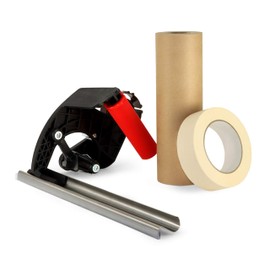 IDL Packaging Masking Kit-9" x 60 Yards Brown Masking Paper (1 Roll) & 1.41" x 60 Yards White Tape (1 Roll) & Masking Paper/Tape Dispenser (Built-in Blade)