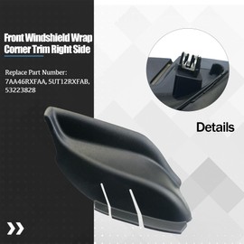 Front Windshield Wrap Corner Trim Right Side Fit for Jeep Compass 2017-2023 Engine Hood Hinge Cover Replace 7AA46RXFAA 5UT12RXFAB 53223828